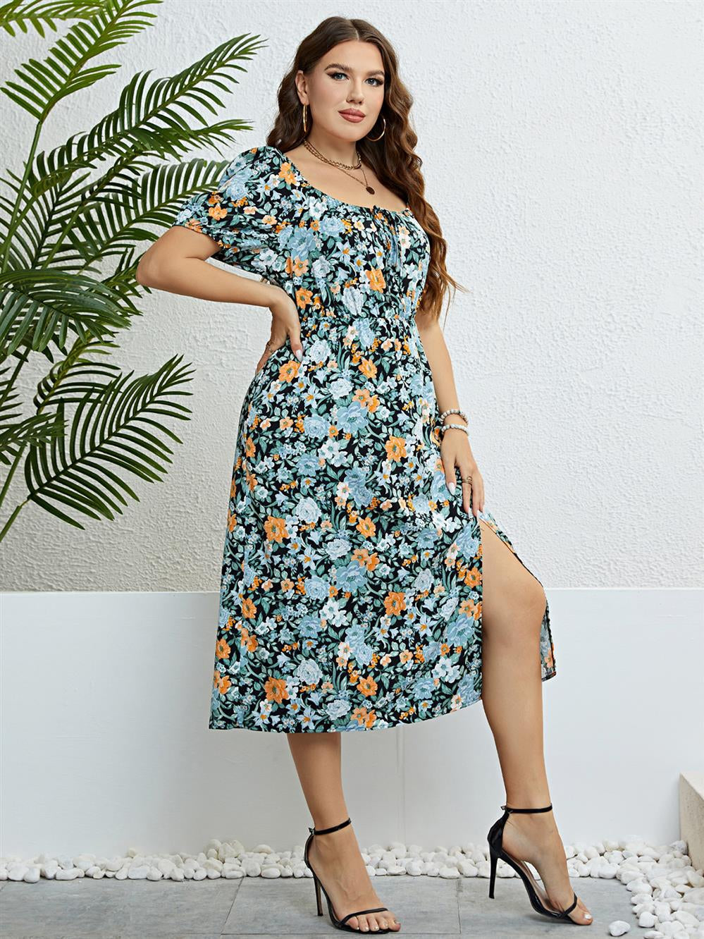 RivanaFlower - Vestido de verano de talla grande